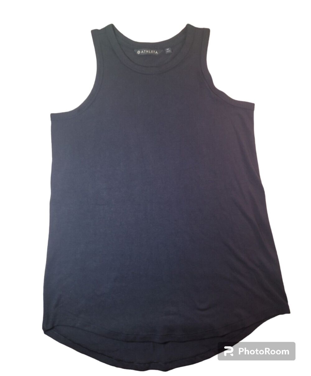 Athleta Black Tank Top XS Lightweight Round Hem Athleisure Minimal Workout